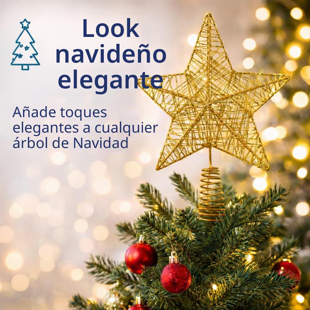 Estrella de Navidad Punta de Árbol - Árbol de Navidad Dorado