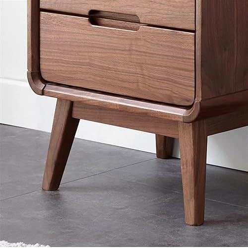 Miniatura 8 de SISWIM Mesitas de noche de madera de nogal negro para dormitorio armario de almacenamiento mesita de noche pequeño gabinete