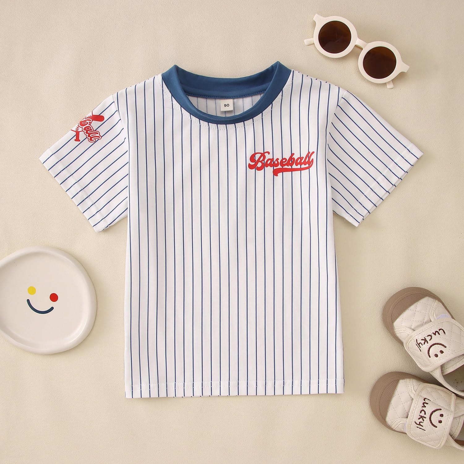 SOFEON Baseball Shirts for Toddler Boys Stripe Baseball Graphic Letter T-Shirt Funny Game Day Short Sleeve Summer Tees Tops - Image 5