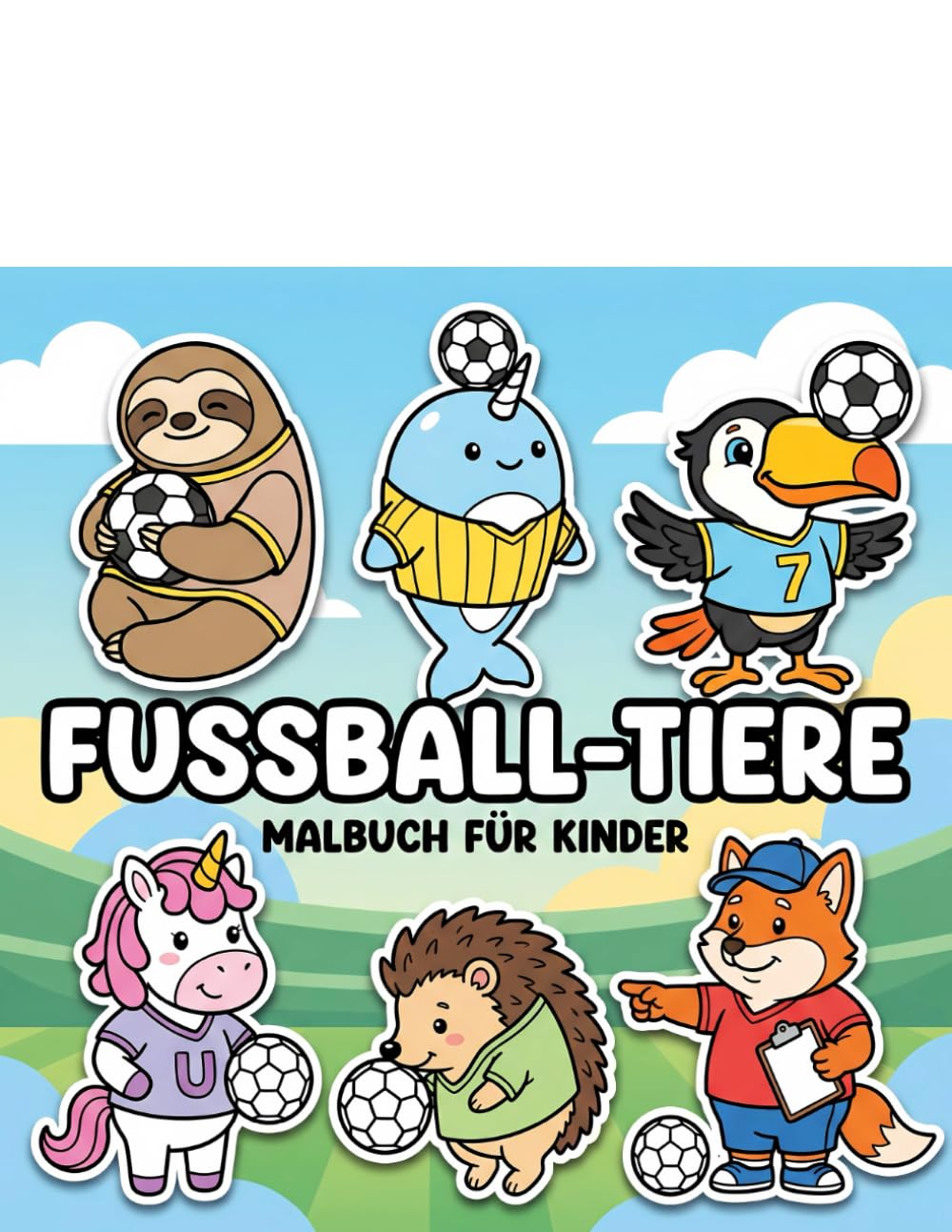 Fußball-Tiere Malbuch: Große Bilder, Wenig Details: Über 60 Seiten Für Jungen Und Mädchen – Super Für Pausen, Reisen Und Zuhause