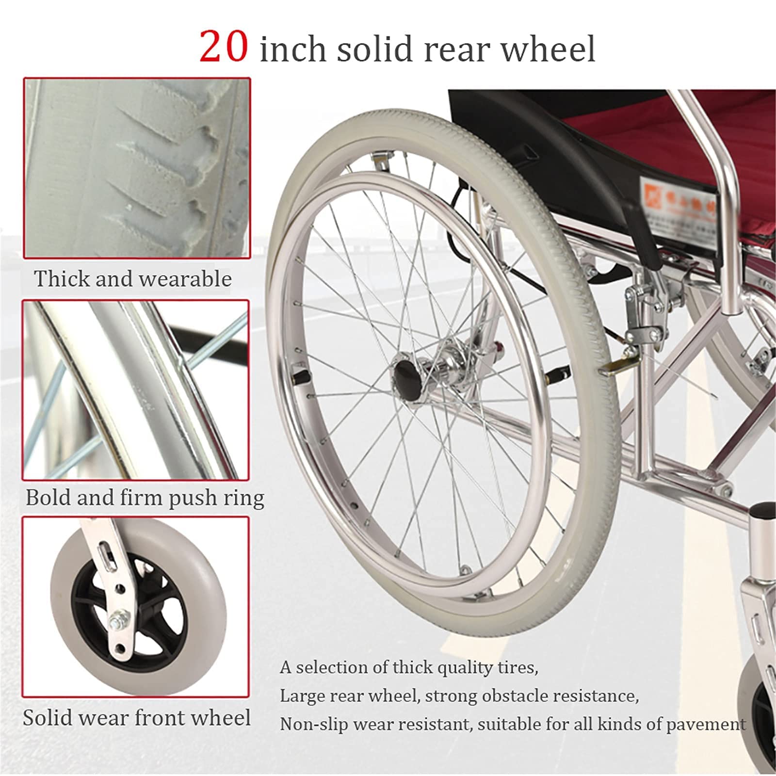 Sillas de Ruedas Plegables Silla de Ruedas Manual, Ultraligera Silla de Ruedas de Aleación de Aluminio