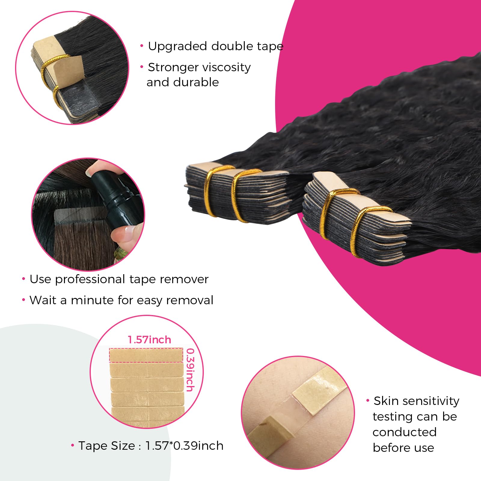 Amazon.com : Lashey Tape in Hair Extensions Human Hair for  display picture 2