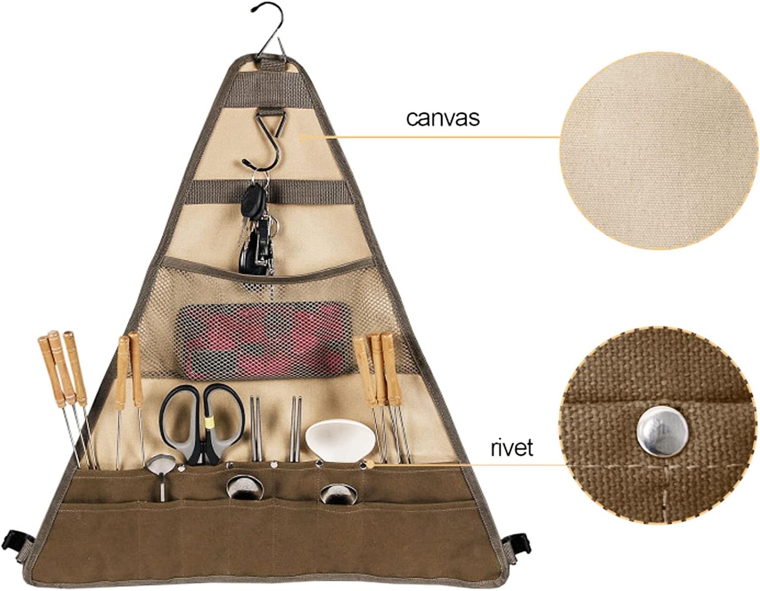 Portable Triangular Hanging Cookware Storage Bag, Outdoor Hanging Bag, Multi Purpose Tool Bag, Cookware Set Storage Bag for Outdoor Picnic Camping Tableware, Outdoor Hanging Bag, Portable Triangular