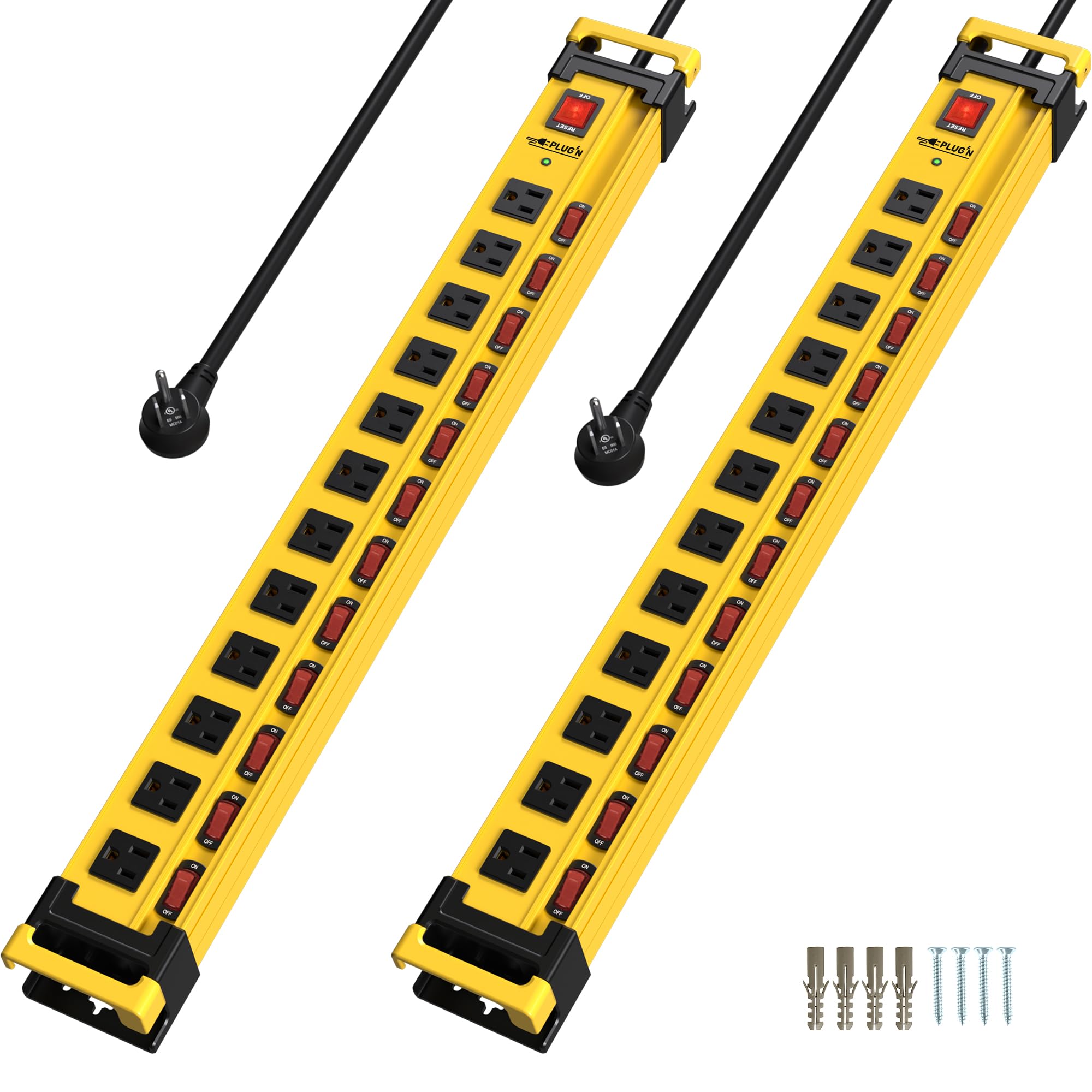 Plug'n 12 Outlet 3300J Surge Protector Power Strip 2 Packs