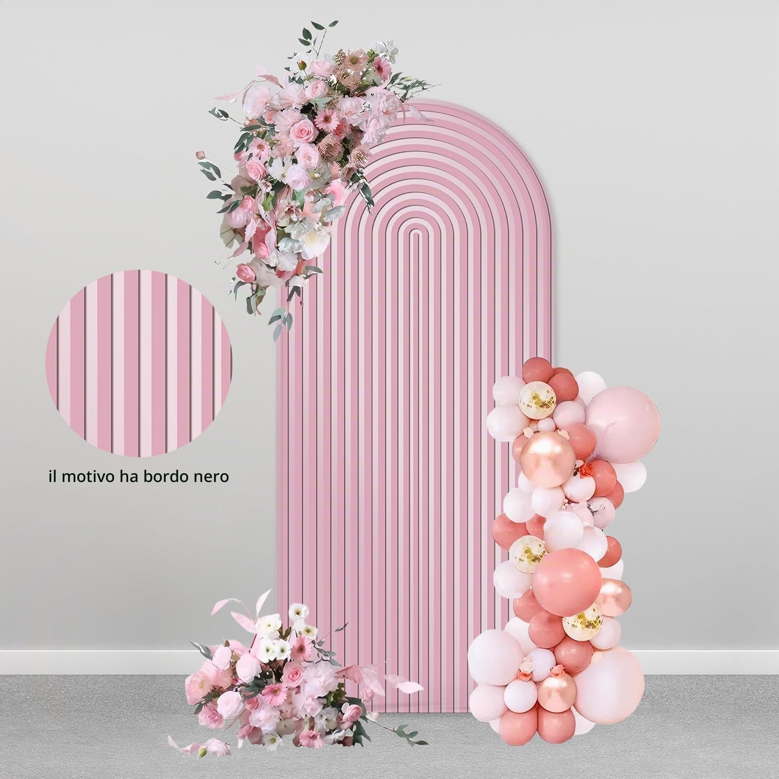 AIBIIN 100 x 210 cm sfondo a forma di arco rosa 2 lati Fit sfondo stand per matrimonio, compleanno, baby shower, festa di famiglia