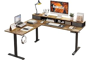 L Shaped Electric Standing Desk with Storage