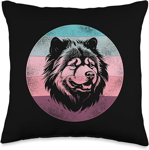 Retro Design Chow Chow Dog Retro Vintage Design Chow Dog Throw Pillow, 16x16, Multicolor