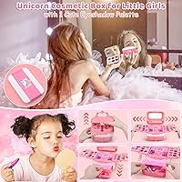 Vista 4 de Auney Kit de maquillaje para niños de 80 piezas para niños de 3, 4, 5, 6, 7, 8 años, juguete de unicornio para niñas pequeñas, cumpleaños, juguetes