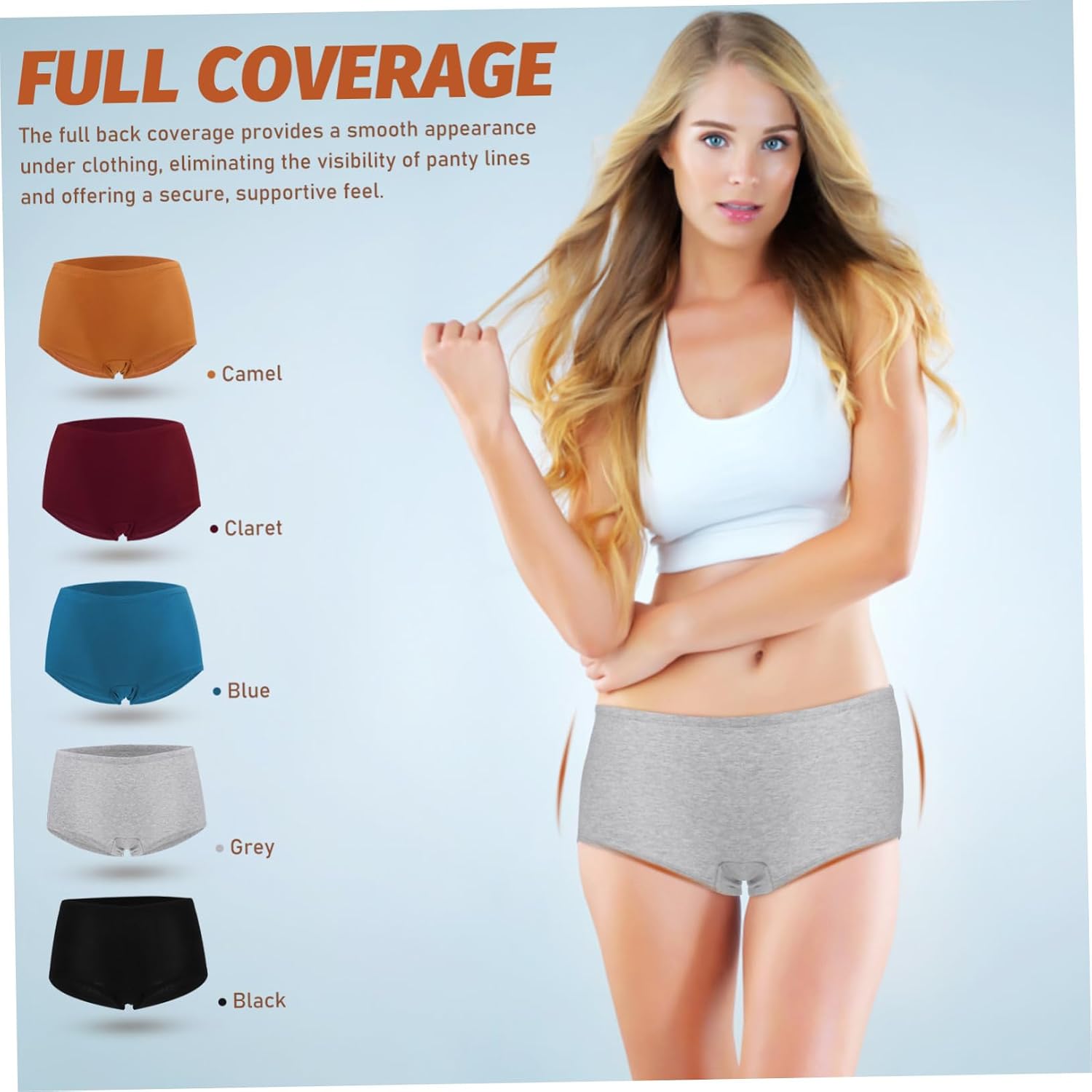 5pcs Women Cotton Underwear Boyshorts Full Coverage Breathable and Soft Versatile Daily Use Multi