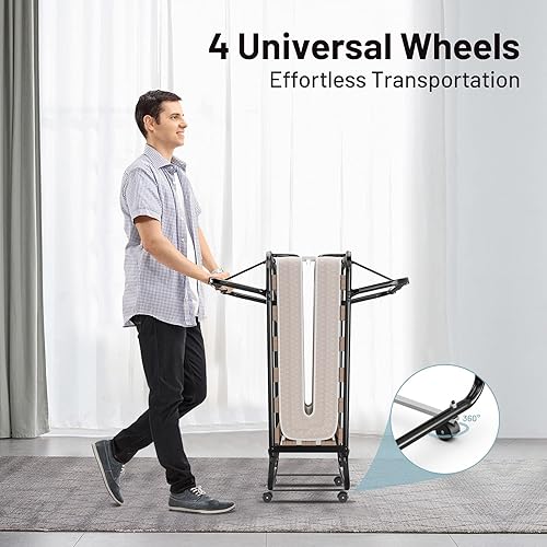 Miniatura 5 de Cama plegable con colchón, cama plegable para invitados con colchón de espuma viscoelástica, cama portátil con marco de acero, cama plegable con