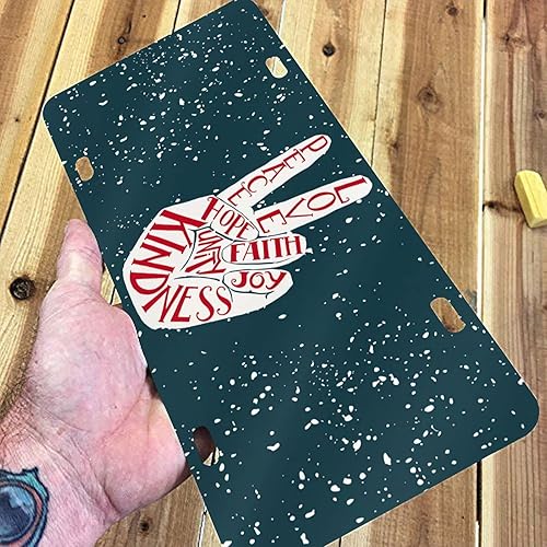 Miniatura 5 de Placa de matrícula de aluminio con diseño retro de dos dedos, diseño de paz, amor, alegría, placa decorativa de aluminio, divertida placa de metal