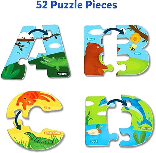 Miniatura 3 de Skillmatics Rompecabezas de 52 piezas del alfabeto de animales para niños pequeños, preescolares, juguete educativo para aprender ABC y letras,