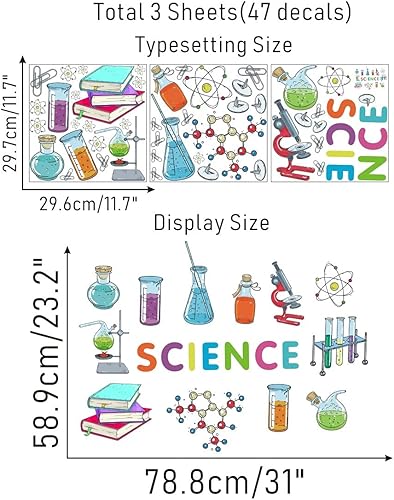 Miniatura 5 de IARTTOP Vinilo de pared para laboratorio de ciencias estudiantiles, adhesivo de pared para microscopio, diseño químico, experimentos de biología,
