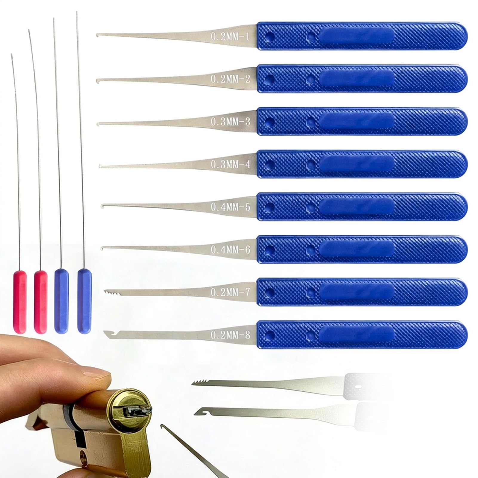 12Pcs Broken Key Extractor Kit, 0.2-0.4mm Professional Key Removal Tool for Car Auto Home Lock Repair Spring Steel for Accurate Keyhole Maintenance & Emergency Locksmith (Blue)
