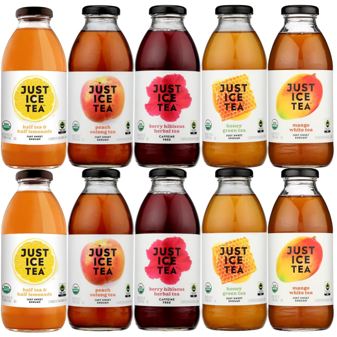 Variety Pack 10 – Assorted Iced Teas Made with Real Brewed Tea – Half Tea & Half Lemonade, Peach, Honey Green, Mango White & Hibiscus – Refreshing Ready-to-Drink Beverages