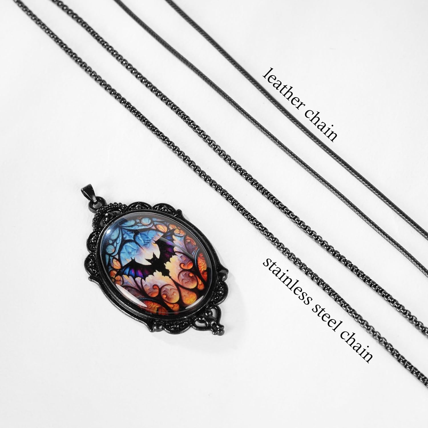 Gothic Necklace, Witch Raven Locket Necklace as Goth Accessories for Witch Costume Jewelry for Women, Bat Pendant Rose Vampire Jewelry as Valentines Outfit Party Gifts - Image 3