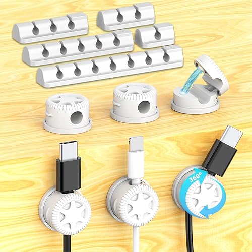 Miniatura 7 de Organizador de cables de organización de cables, clips magnéticos para cables, soporte de alambre adhesivo para debajo del escritorio, mesita de