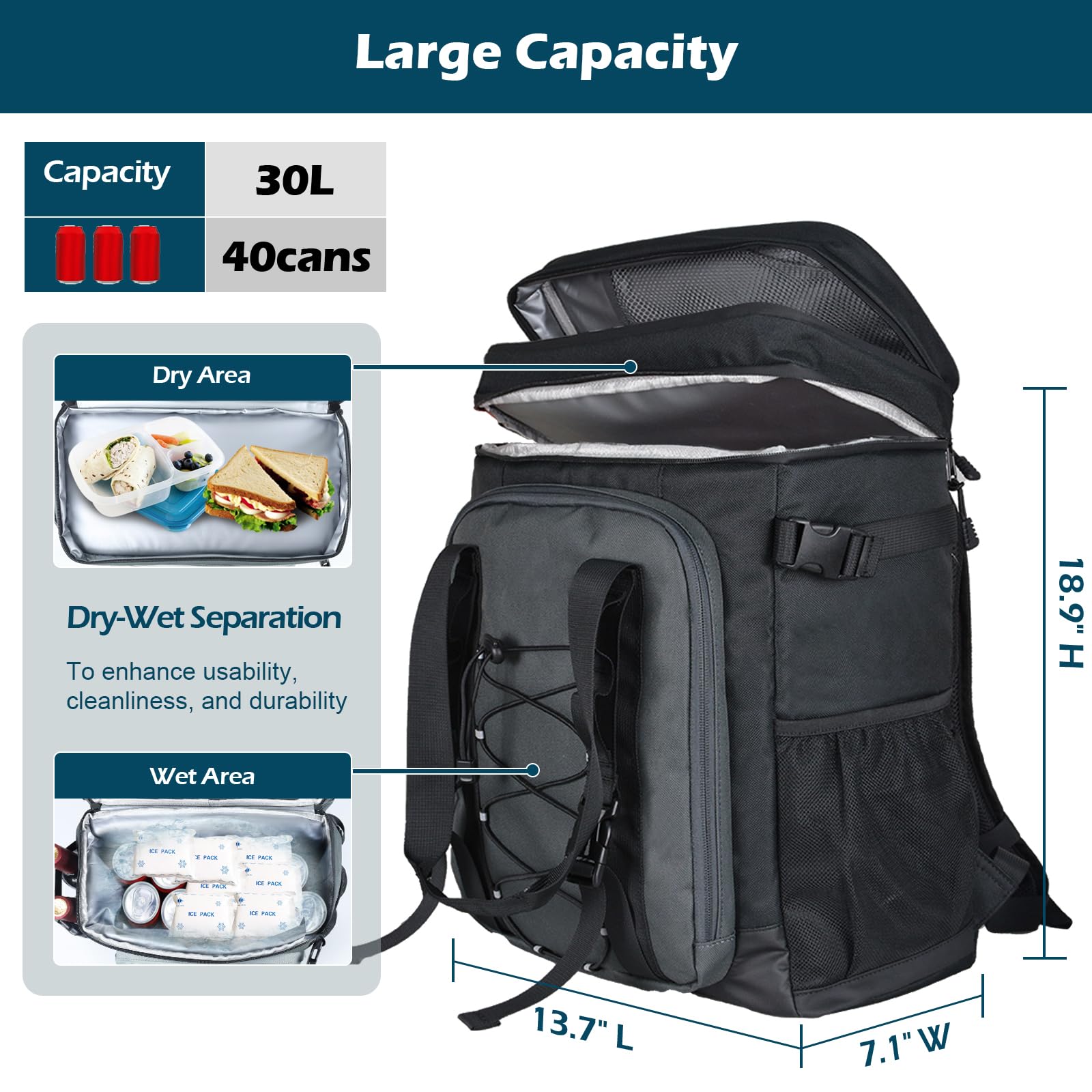 Large Backpack Cooler,40 Cans Leak Proof & Vanuatu - View #12