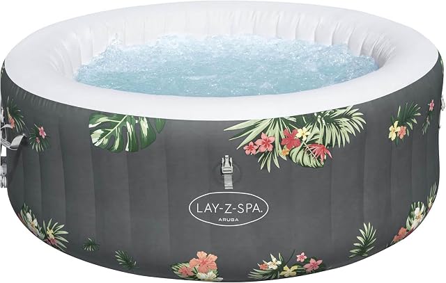Lay-Z-Spa Aruba 110 AirJet Massage System, Inflatable Hot Tub with Freeze Shield Technology, 2-3 Person, Grey