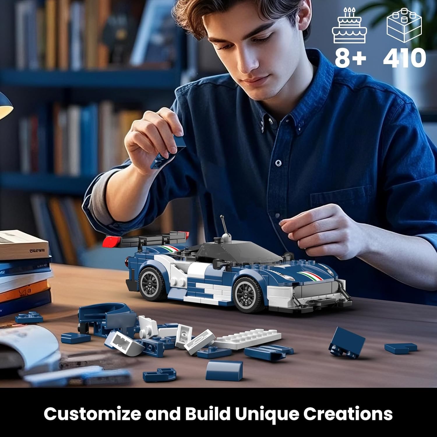 Mould King F488 Classic Sports Car Building Kits, MOC Racing Car Toys Model, Vehicle Blocks Set Suitable for Boys to Build, House Decoration Gifts for Kids and Adults 27086 (410 Pcs)