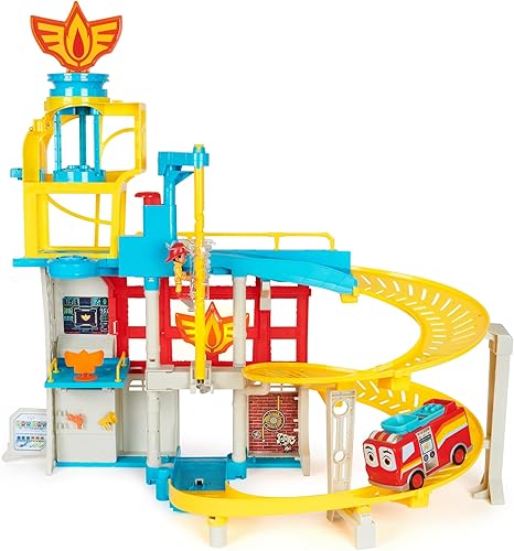 Miniatura 9 de Disney Junior Firebuds Estación de bomberos con luces, sonidos, juguete de camión de bomberos, figura de acción y lanzador de vehículos, juguetes
