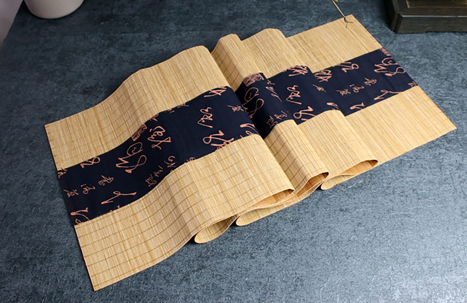 Chemin de Table en Bambou， Chemin de Table Japonais en Bambou, Rouleau de Set de Table antidérapant for Cuisine/Table à Manger/fête/Mariage(Natural,12" x 35" (30cm x 90cm))