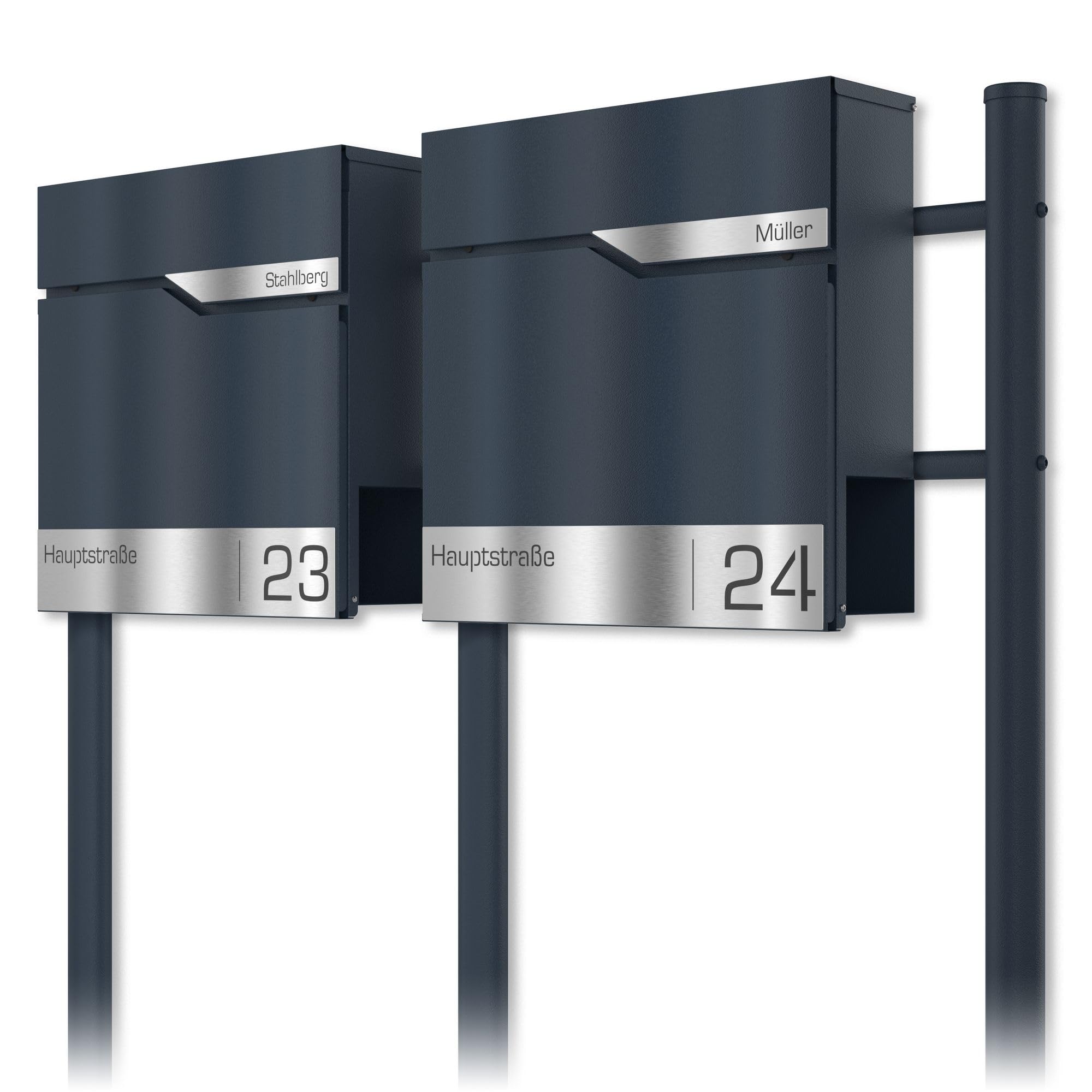 Boîte aux lettres double acier inoxydable et serrure gris anthracite