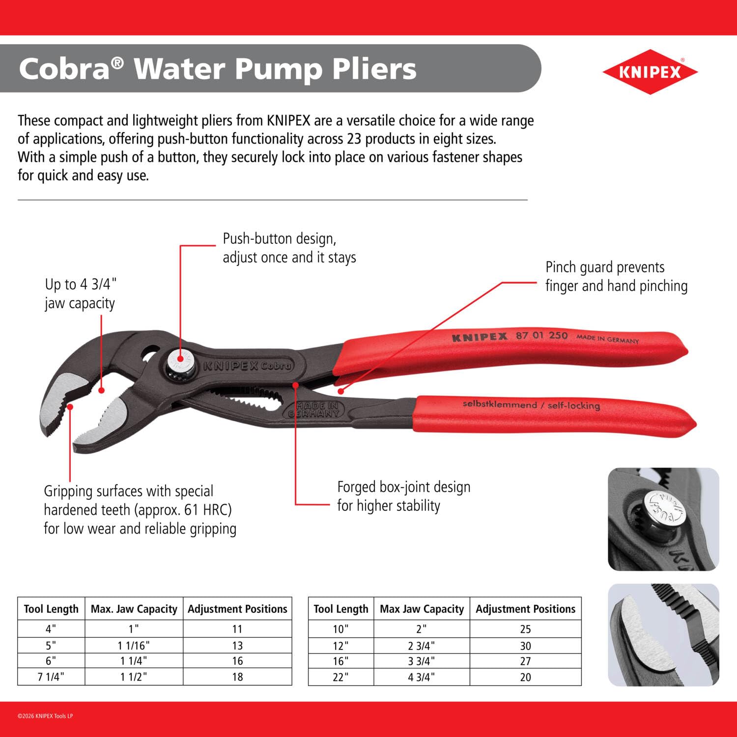 KNIPEX Tools - Cobra XXL Water Pump Pliers (8701560US), 22-Inch