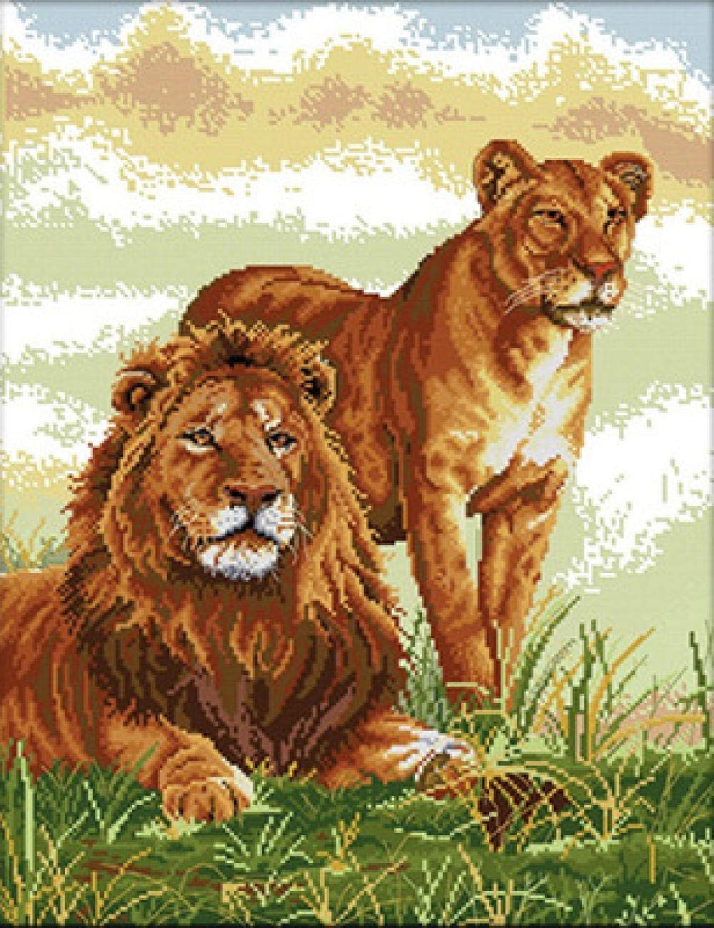 Mosaïque diamant 5D lion léopard en strass carrés premium 60x85 cm