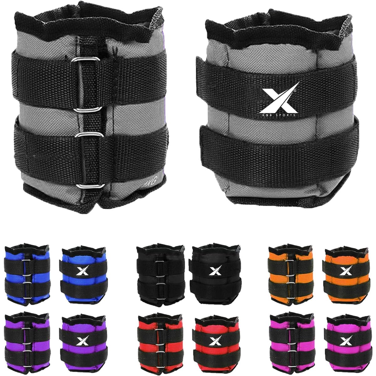 Xn8 Ankle Weights with Strap 0.5kg-3kg Pair Leg Weights for Women | Nylon Ankle and Wrist Weights for Running Jogging Walking Aerobics Exercise Gymnastics Fitness