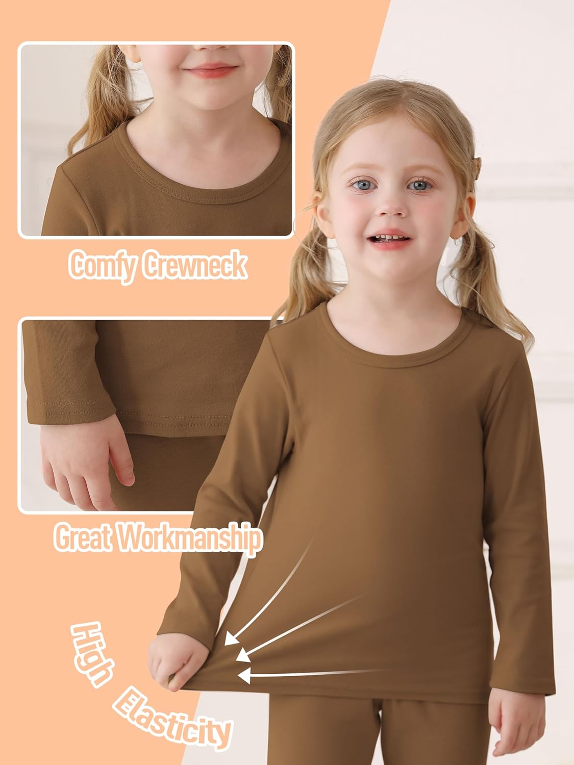 Resinta Baby Toddler Boys Girls Cotton Long Sleeve Shirt and Legging Set Kids Ribbed Basic Pant 2-Piece for Daily Life - Image 3