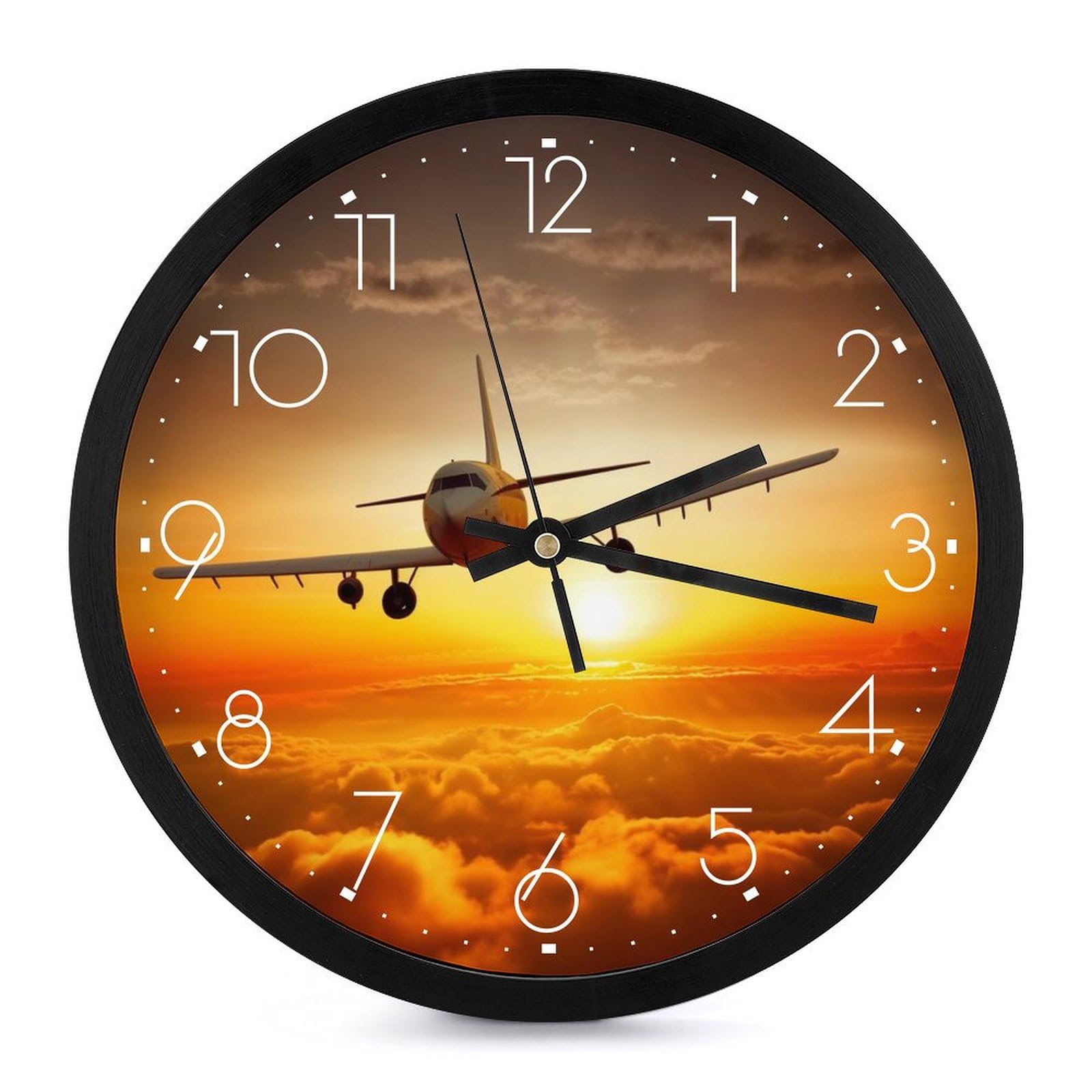 Grande horloge murale moderne LED au coucher du soleil pour une décoration de salon apaisante