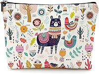 Vista 14 de Pequeña bolsa de maquillaje para bolso Linda bolsa de lona impermeable de cosméticos para mujeres, con cremallera, bolsa de viaje para artículos