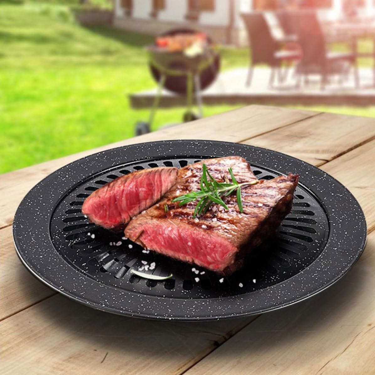 Iron Grill Pan with Double Layer Nonstick Finish for Bbq
