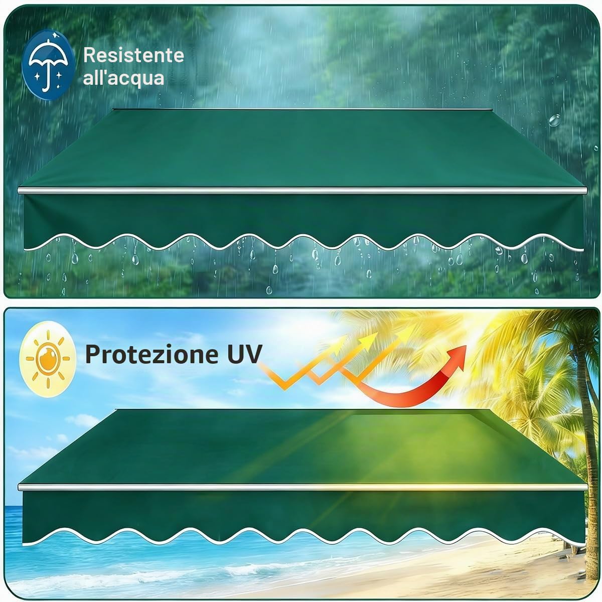 Tessuto Di Ricambio per Tenda Da Sole 200cm 250cm 400cm 500cm 600cm Telo Tenda Da Sole, Poliestere Resistente Ai UV, Tela Di Ricambio per Patio, Terrazzo, Esterno (Fabric Only)