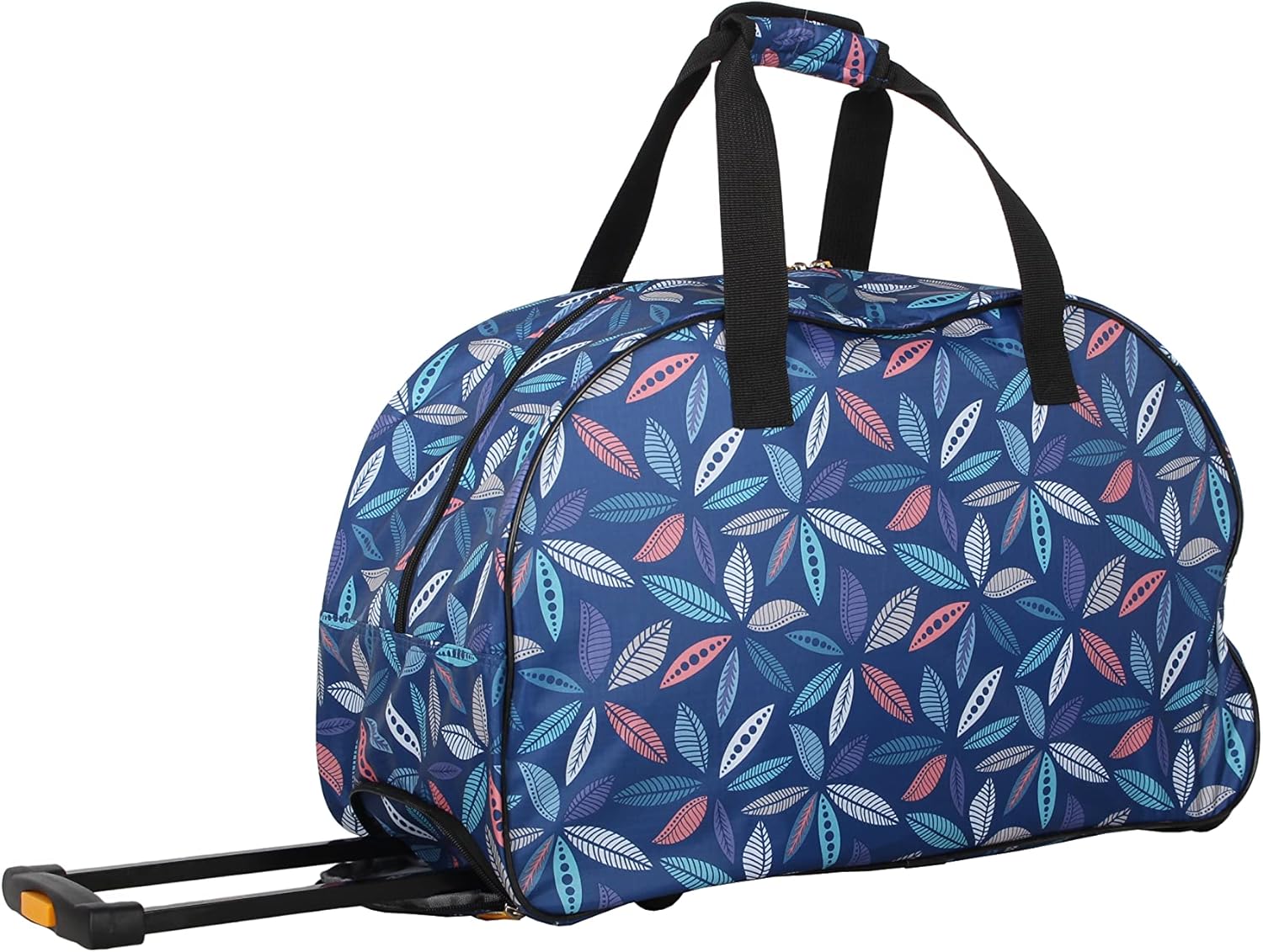 LUCAS Designer Carry On Luggage Collection - Lightweight Pattern 22 Inch Duffel Bag- Weekender Overnight Business Travel Suitcase with 2- Rolling Wheels (LEAF BLUE, 22in) - Image 4
