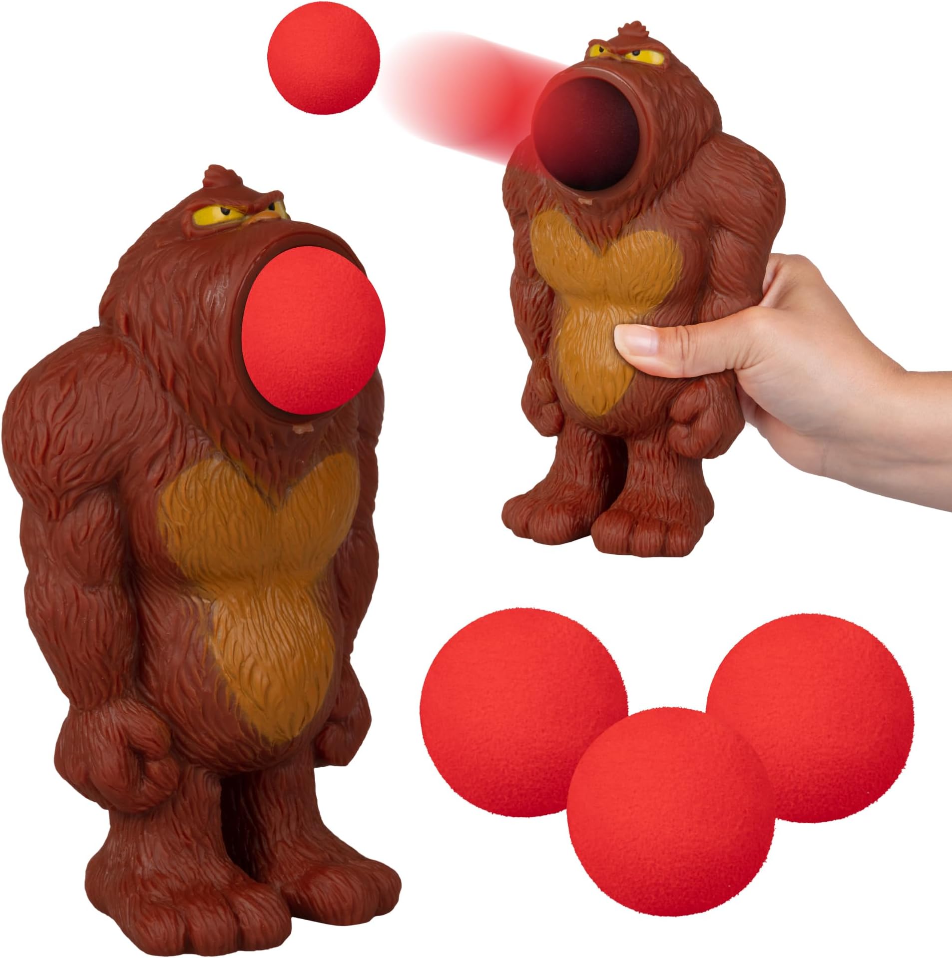 Hog Wild Bigfoot Ball Popper Toy - Holiday Stocking Stuffer Includes 4 Soft Foam Balls - Squeeze to Pop Air Powered Balls Up to 20 Feet - for Indoor/Outdoor Play - Gift for Kids, Girls, Boys