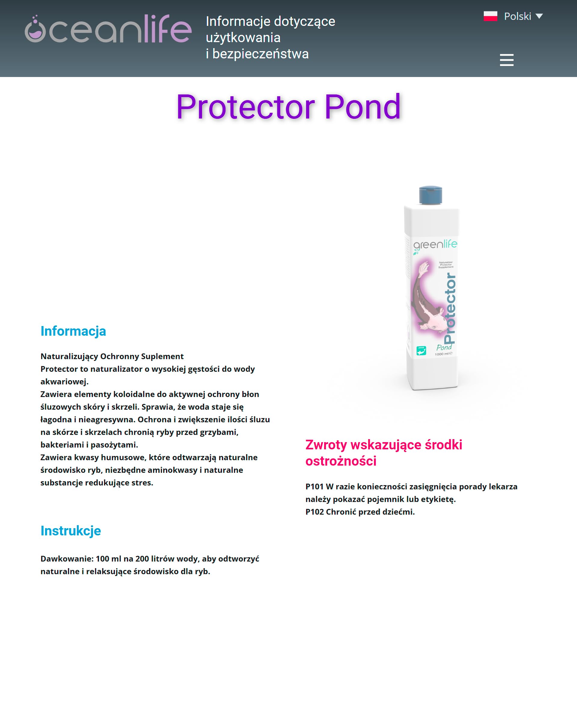 Oceanlife Greenlife Protector Pond - 5000 ml - Naturalizzante, protettore, supplemento per Acqua del laghetto - by