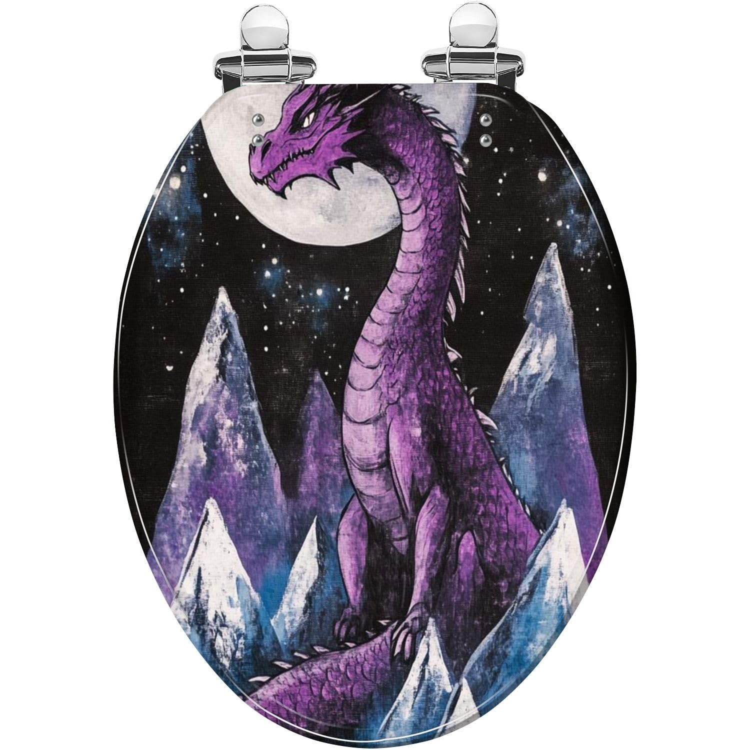 decorativeive, Elongated Toilet seat, Fantasy Moon Art Artin Gothic Quick Release Hinges Easy Install, Adjustable, Lightweight, Durable, Portable, User-Friendly, Resin, Medieval