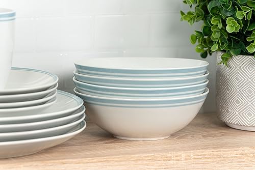 Miniatura 39 de 10 Strawberry Street Café Stripe Coupe - Vajilla de 16 piezas, color negro Negro -,Azul,Gris,Azul/claro,Rosado