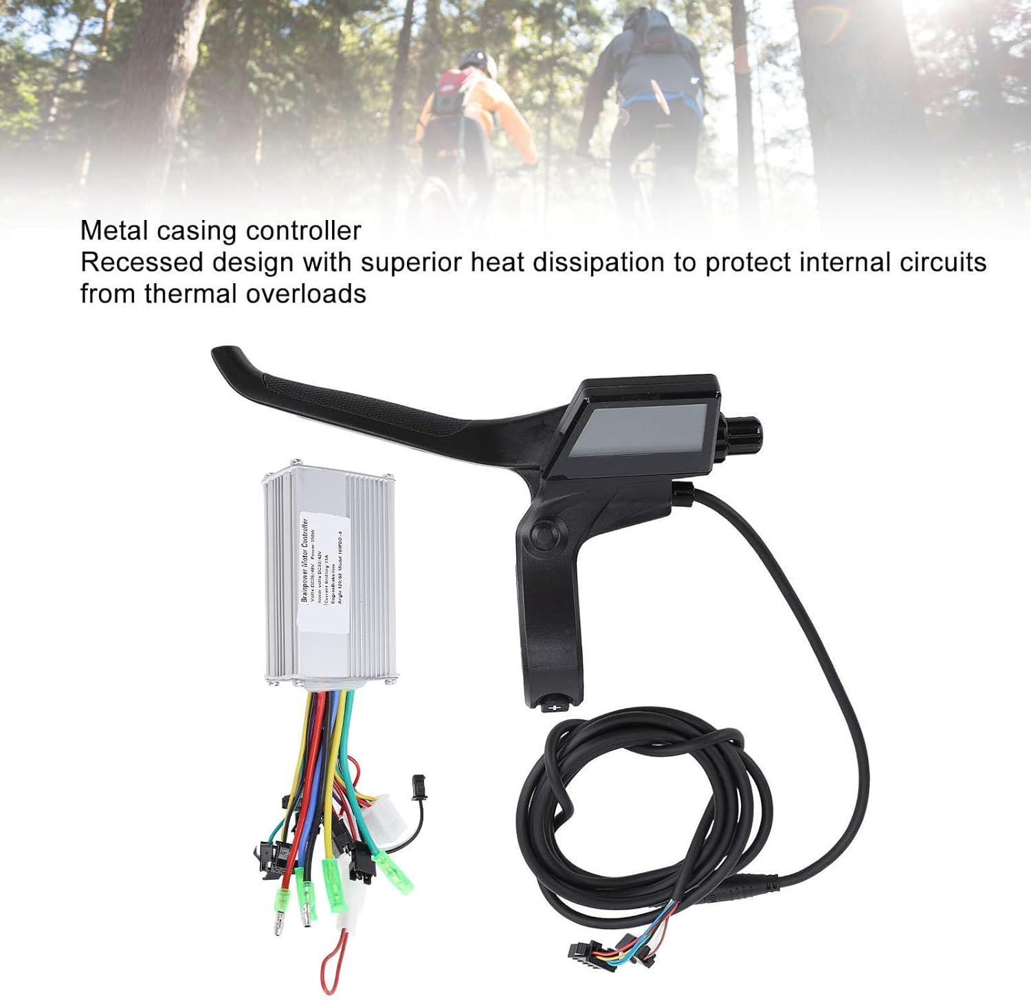 36V 48V 350W Electric Bike Controller Kit, Aluminum Alloy Bike Motor Brake Lever with 160PDD Display Meter for Modification
