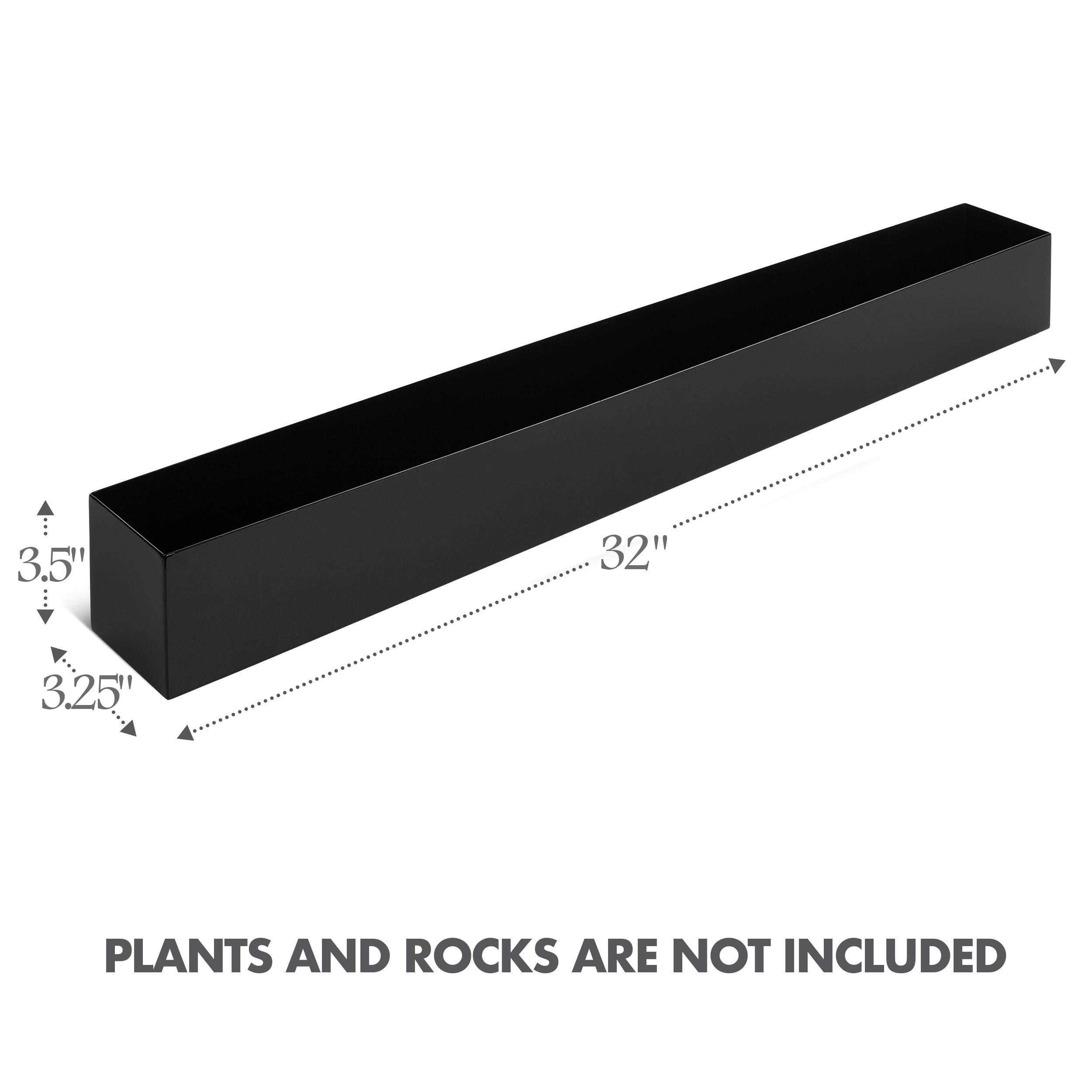 Modern Rectangle Planter Box - 32" Metal Rectangular Trough Planter Ideal for Long Succulents and Indoor Window Sills - Image 2