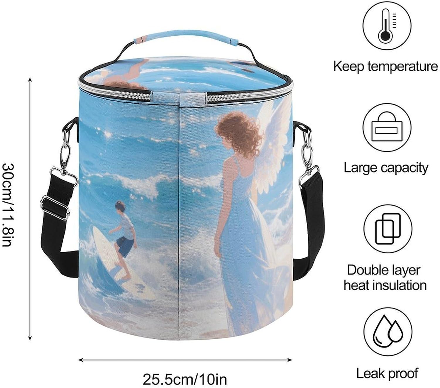Guardian Angel Lunch Bag 15L, Insulated Picnic Basket with Leakproof Design - Large Cooler Tote for Camping, Beach, Hiking & Groceries