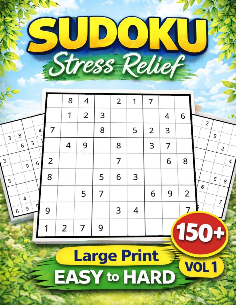 EASY to HARD Level - Stress Relief Sudoku: Volume 1 - 150+ Large Print 9x9 Unique Solution Puzzles for Adults & Seniors