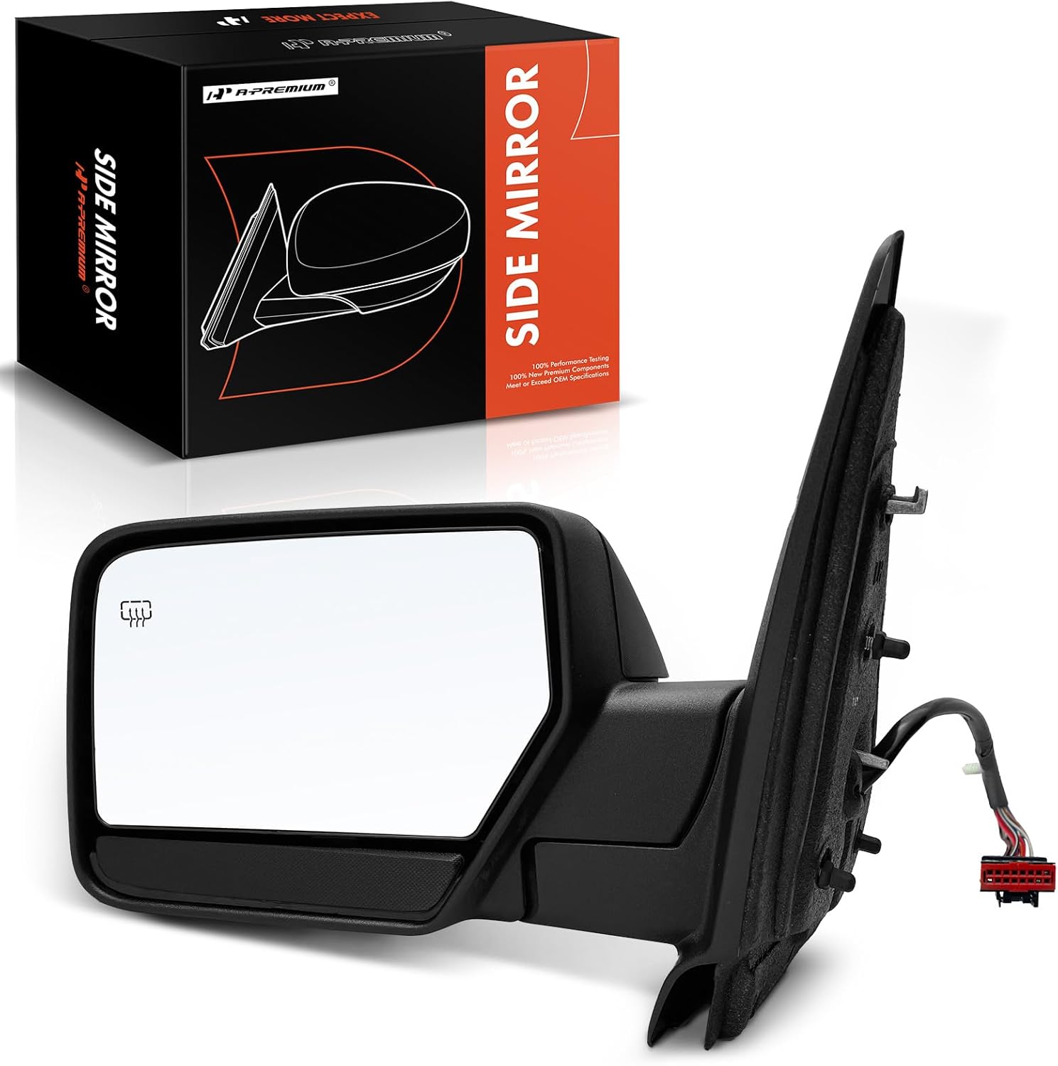 A-Premium Driver Side Power Door Mirror - Compatible with Ford Expedition 2007 2008 2009 2010 - Heated Manual Folding Black Outside Rear View Mirror - w/Puddle Light - Replace# 8L1Z17683AA