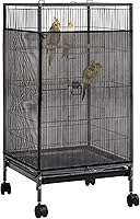 Trinkrittey Large Bird Cage Seed Catcher Net 31x118in Adjustable Black Mesh Skirt for Parrot Parakeet Cages