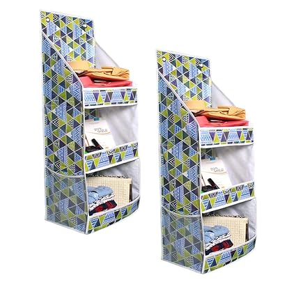 PrettyKrafts Fun Rack, Folding Wall Hanging Shelves (Pack of 2) Trio Blue