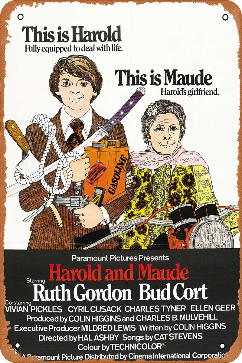- Harold and Maude Movie Poster Tin Sign Vintage Metal Signs for Wall Decorations Gift 8x12 Inch