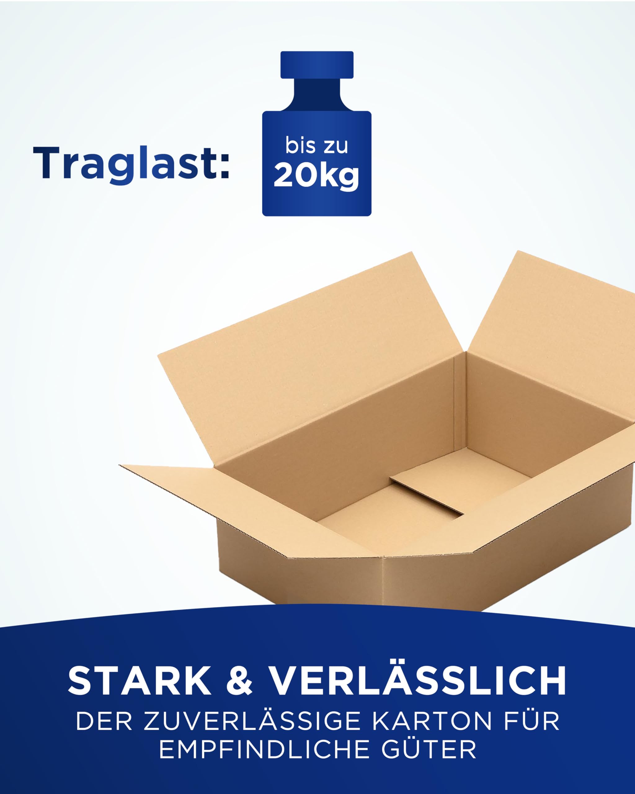 KK Verpackungen Versandkartons 600 x 400 x 200 mm Braun 1-wellig (Außenmaß 605 x 405 x 210 mm) | 50 Stück, Faltkartons Kartons für Versand als DHL Paket Hermes Paketklasse M DPD GLS Paketklasse XL