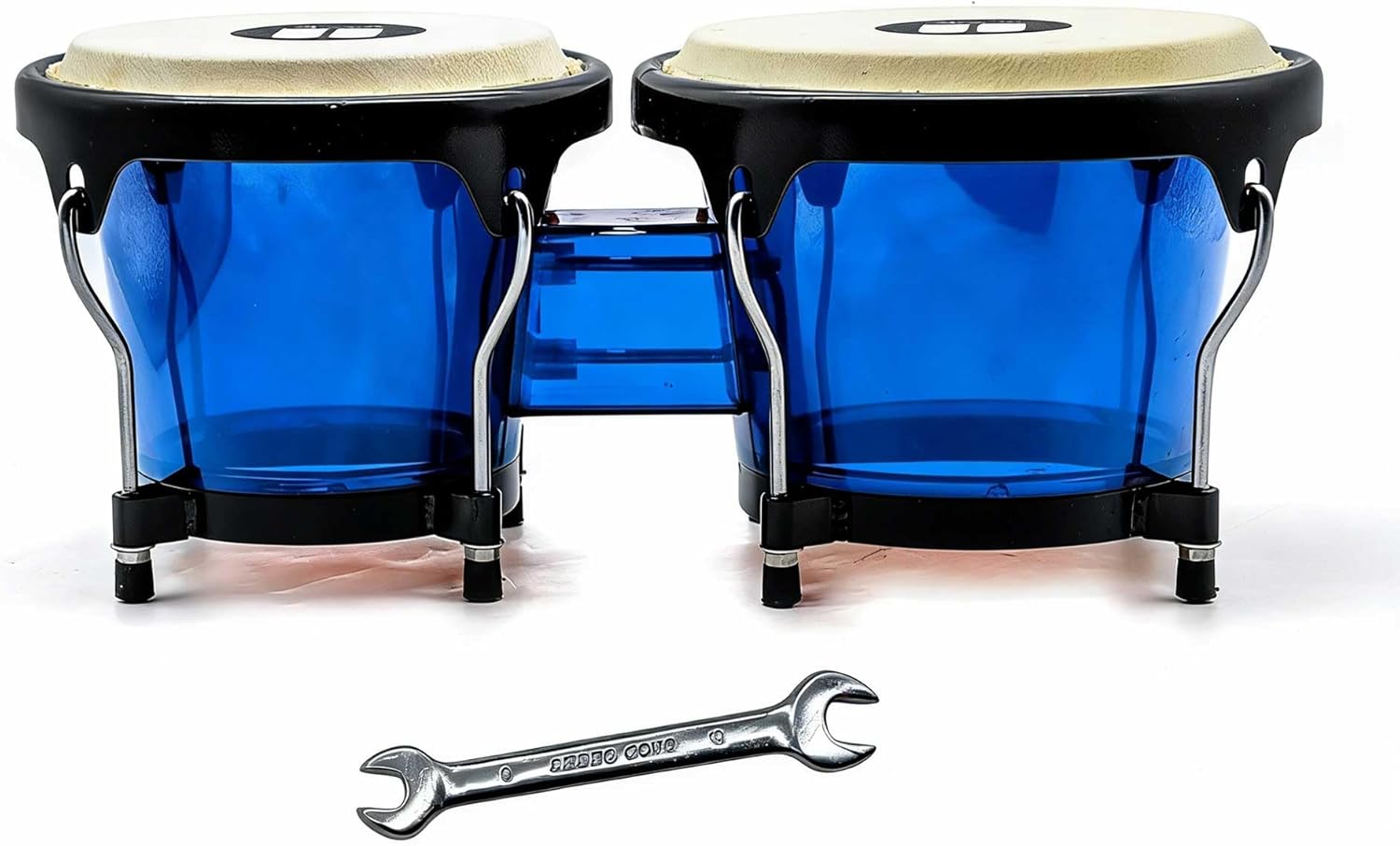 Professional 7" and 8" Bongo Drum Acrylic Shell with Genuine Sheepskin Head, Tuning Wrench Included, Rich Resonant Sound for Beginners & Professionals, Hand Drum Percussion Instrument